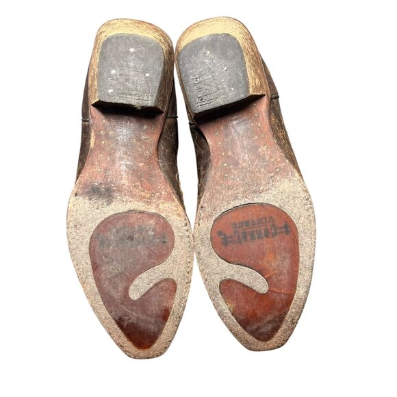 Corral Cowboy Boots Brown Exotic Goat Lizard Inlay Leather Pointed Snip Toe 8.5M - Picture 8 of 15